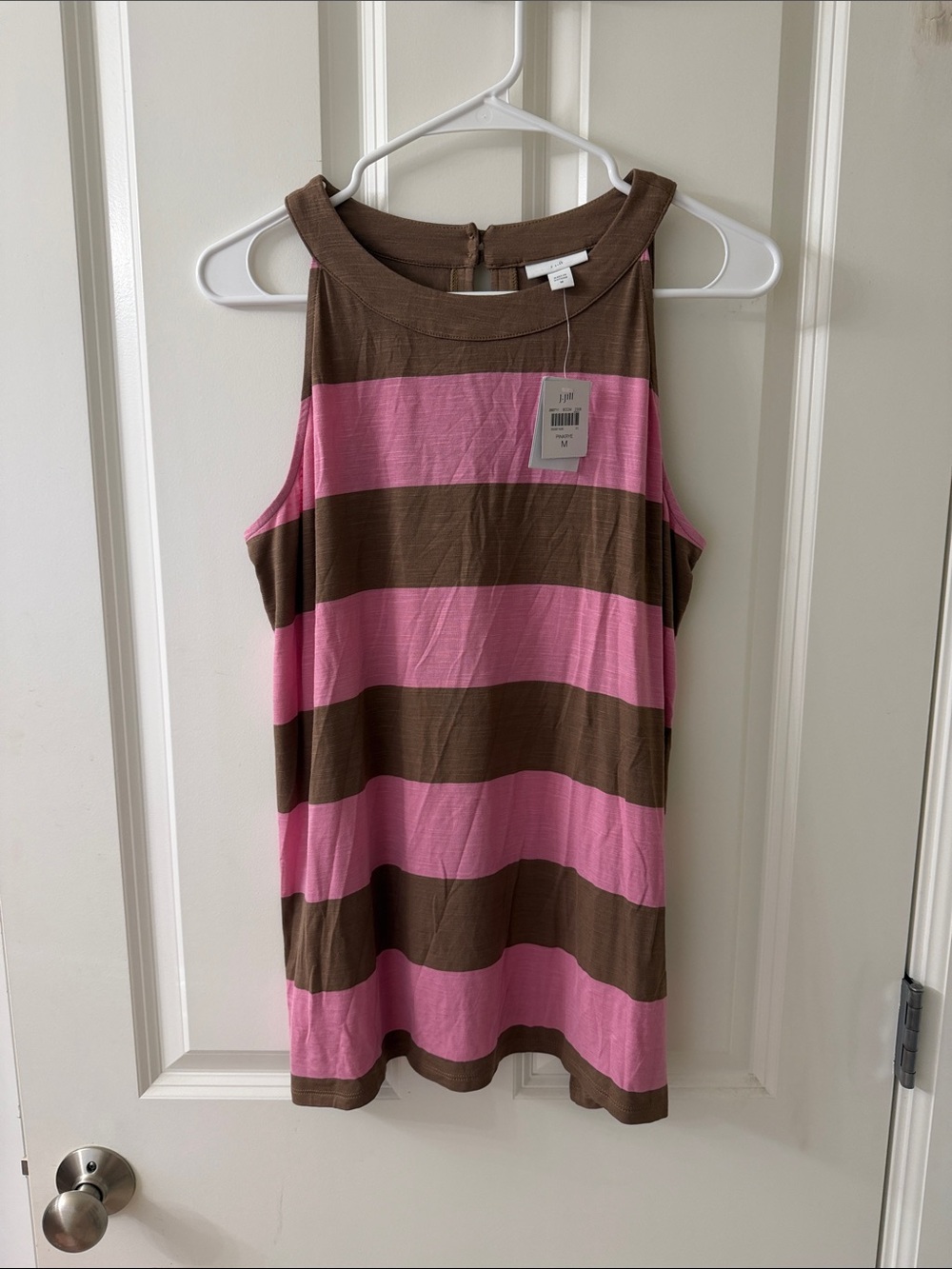 J. Jill Wide-Striped Sleeveless Tank in Pink and Brown